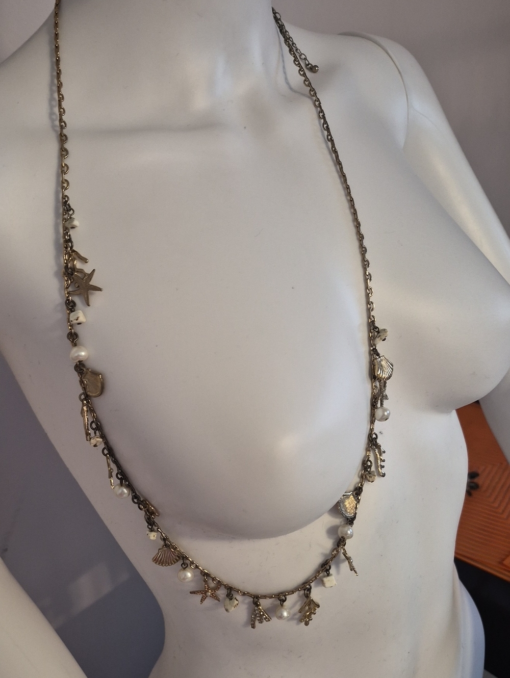 Gold-Tone Coastal Charm Necklace with Accents 39 Long